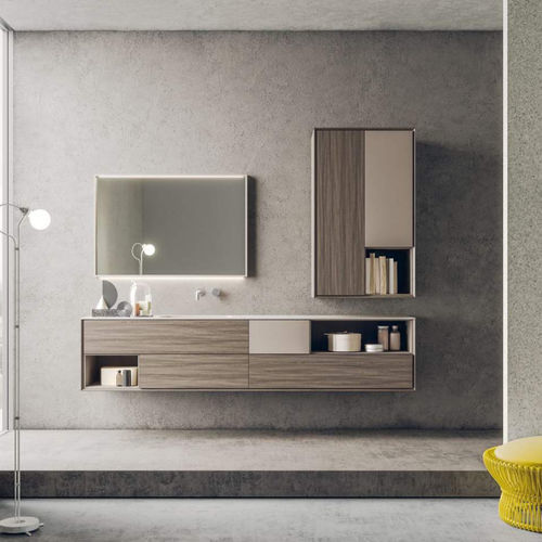 Mobile lavabo sospeso - L+04 - novello - in HPL / contemporaneo / con sportello