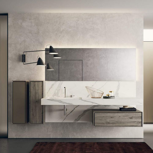 Mobile lavabo da appoggio - L+07 - novello - in legno / contemporaneo / con sportello