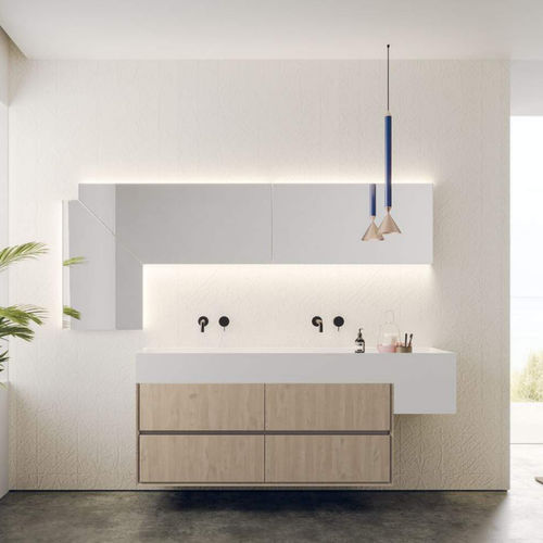Mobile lavabo sospeso - L+10  - novello - in legno / in HPL / in melaminico