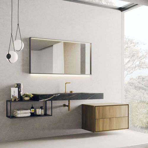 Mobile lavabo sospeso - L+11 - novello - in legno / in HPL / in melaminico