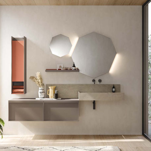 Mobile lavabo sospeso - 02 - novello - in HPL / contemporaneo / con sportello
