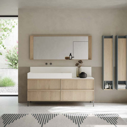 Mobile lavabo sospeso - 06 - novello - in HPL / contemporaneo / con sportello