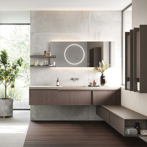 Mobile lavabo sospeso - 08 - novello - in HPL / contemporaneo / con sportello