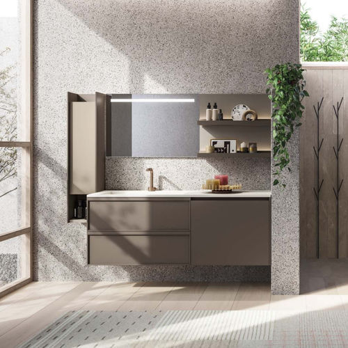 Mobile lavabo sospeso - 11 - novello - in HPL / contemporaneo / con sportello