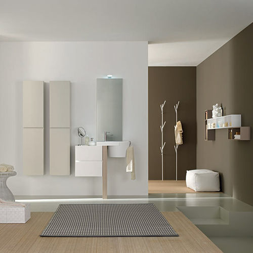 Mobile lavabo sospeso - C08 - novello - in legno / contemporaneo / senza ante