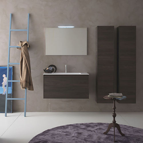 Mobile lavabo sospeso - G11 - novello - in legno / contemporaneo / con sportello