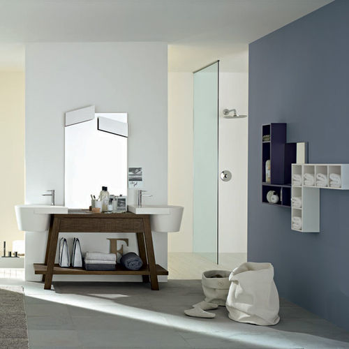 Mobile lavabo doppio - C04 - novello - da appoggio / in legno / contemporaneo