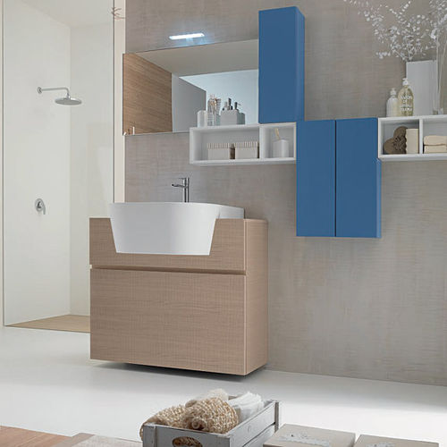 Mobile lavabo da appoggio - C10 - novello - in legno / contemporaneo / senza ante