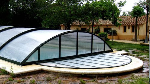 Copertura per piscina bassa - MADEIRA - abrisol - telescopica / in metallo / in legno