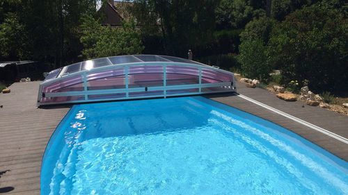 Copertura per piscina bassa - CHYPRE - abrisol - telescopica / in metallo / in legno