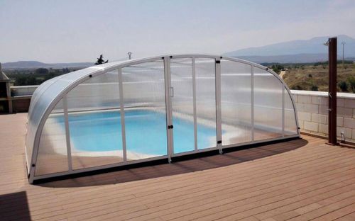 Copertura per piscina bassa - MADEIRA LINE - abrisol - telescopica / in legno / in policarbonato