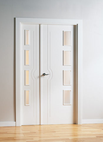 Porta da interno - MML1 SERIES - MARCOS MARTINEZ MINGUELA - in legno / battente / semivetrata