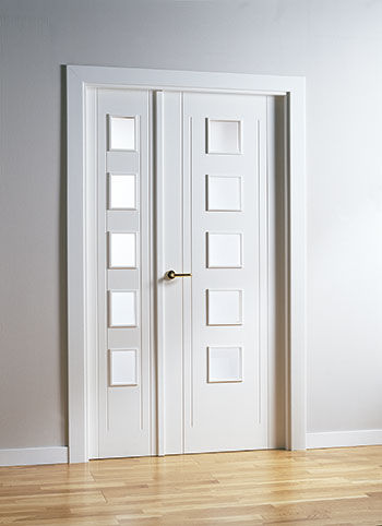 Porta da interno - MML5 SERIES - MARCOS MARTINEZ MINGUELA - in legno / battente / semivetrata