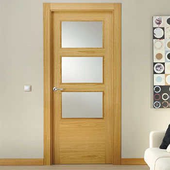 Porta da interno - 55MH SERIES - MARCOS MARTINEZ MINGUELA - in rovere / battente / semivetrata