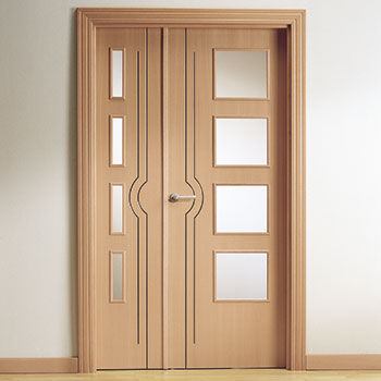 Porta da interno - MM1 SERIES - MARCOS MARTINEZ MINGUELA - in legno / battente / semivetrata