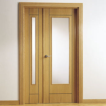 Porta da interno - MM2 SERIES - MARCOS MARTINEZ MINGUELA - in rovere / battente / vetrata