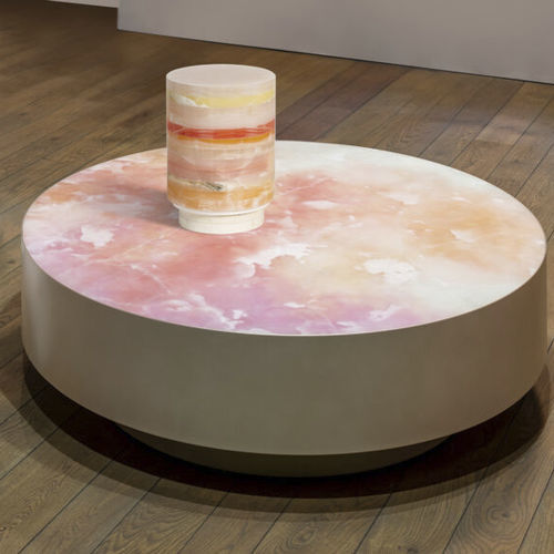 Tavolino basso contemporaneo - GELATOSO - BUDRI - in onice / con supporto in metallo / circolare