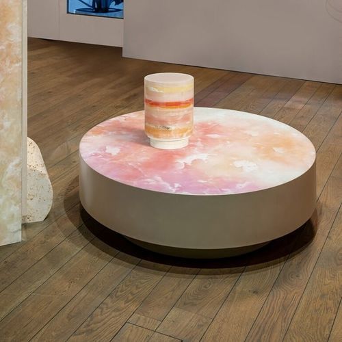 Tavolino contemporaneo - SORBETTOSO - BUDRI - in onice / con supporto in marmo / rotondo
