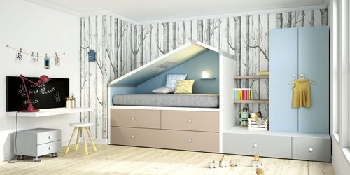Cameretta bianca - BREMEN - Lagrama - blu / in legno / unisex