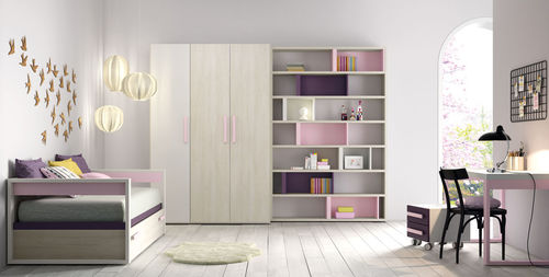 Cameretta rosa - QUEBEC - Lagrama - grigia / in legno / per bimba