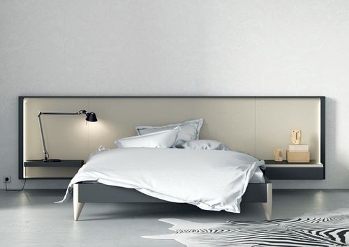 Testiera per letto matrimoniale - HOMAGE - Lagrama - contemporanea / in tessuto / in legno