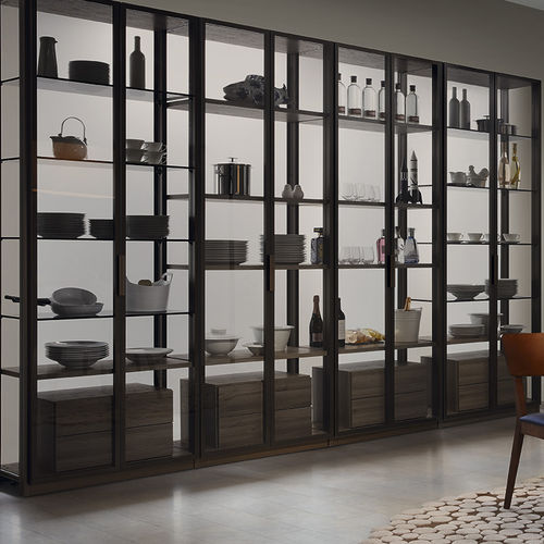 Mobile alto per cucina contemporaneo - PIVOTANTES - Sistema Midi - in legno / in vetro