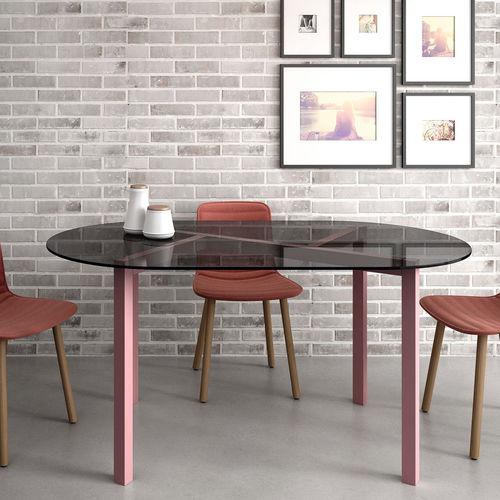 Tavolo da pranzo contemporaneo - CENTRIC - Sistema Midi - in legno laccato / in vetro laccato / in ceramica