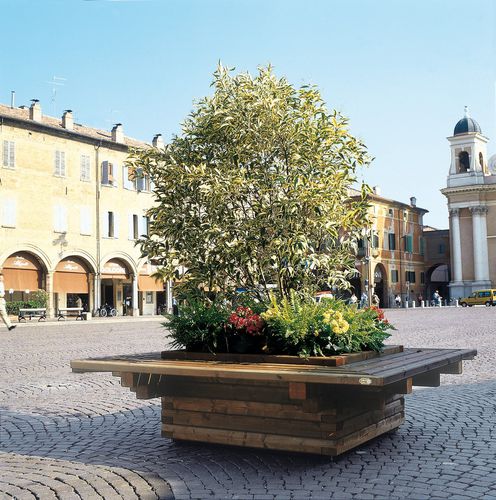 Fioriera in legno - AZALEA - IL CEPPO - quadrata / con panchina integrata / contemporanea