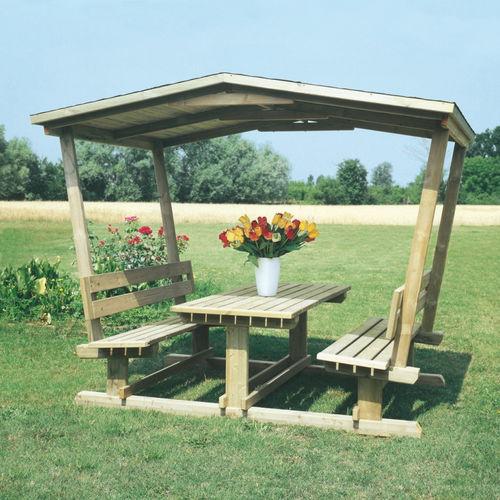 Tavolo da picnic classico - SNACK ROOF - IL CEPPO - in legno / rettangolare / con copertura