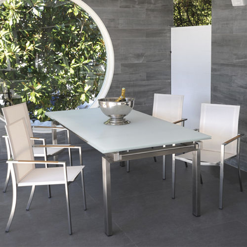 Tavolo contemporaneo - LONG ISLAND - Spa PEIPS - in vetro / rettangolare / allungabile