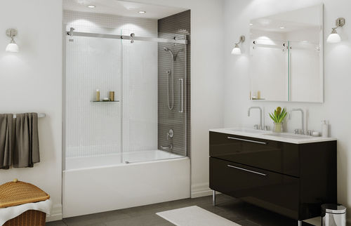Sopravasca scorrevole - HALO - MAAX bathroom - in vetro temprato / con telaio parziale
