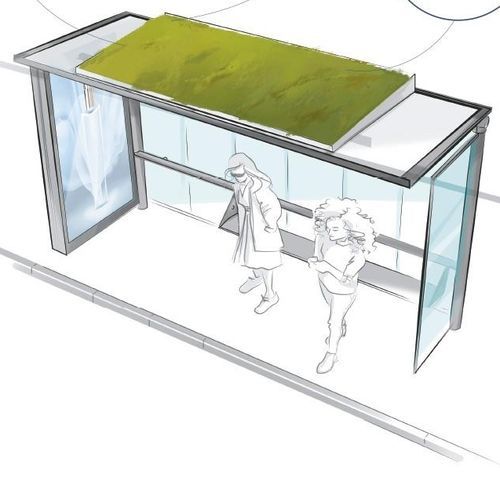 Pensilina per fermata d'autobus in metallo - JCDecaux - Mobilier Urbain - in vetro / intelligente / con panchina