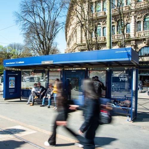 Pensilina per fermata d'autobus in acciaio - JCDecaux - Mobilier Urbain - in acciaio galvanizzato / intelligente / con panchina