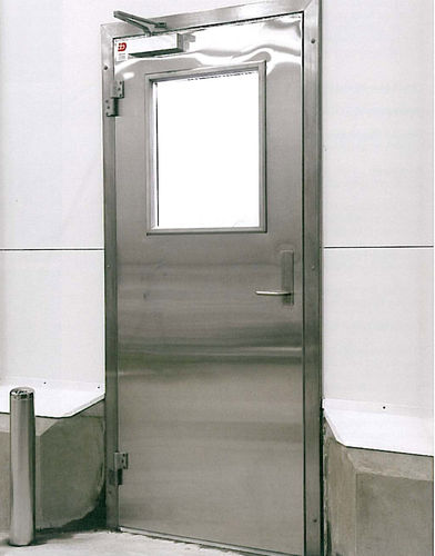 Porta industriale battente - MH0501I - DAN-doors - in acciaio inossidabile / isolante / per l'industria agroalimentare