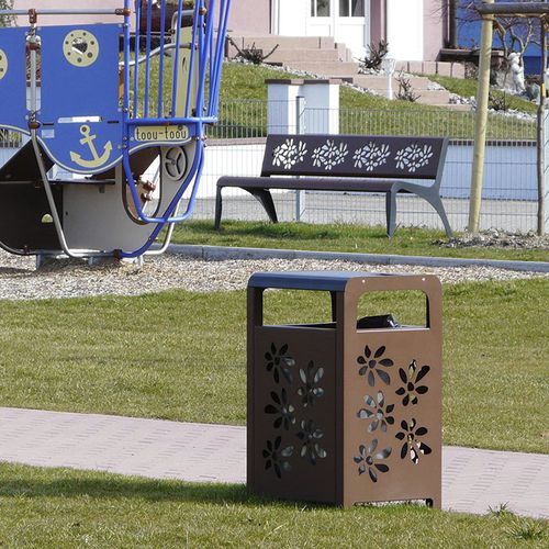 Portarifiuti pubblico - ATHENA FLOWERS - HUSSON INTERNATIONAL - in acciaio / con coperchio / contemporaneo