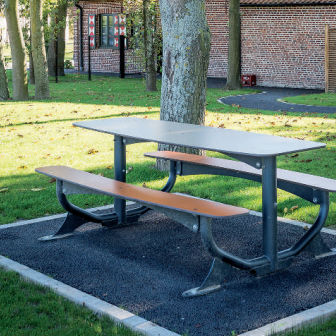 Tavolo da picnic contemporaneo - WELNESS - HUSSON INTERNATIONAL - in HPL / con supporto in acciaio / rettangolare