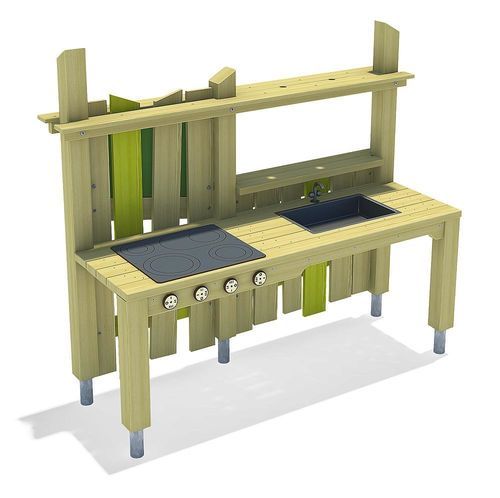 Cucina giocattolo per parco giochi - ALPAMAYO - eibe Produktion + Vertrieb GmbH & Co KG - in legno / in acciaio inossidabile