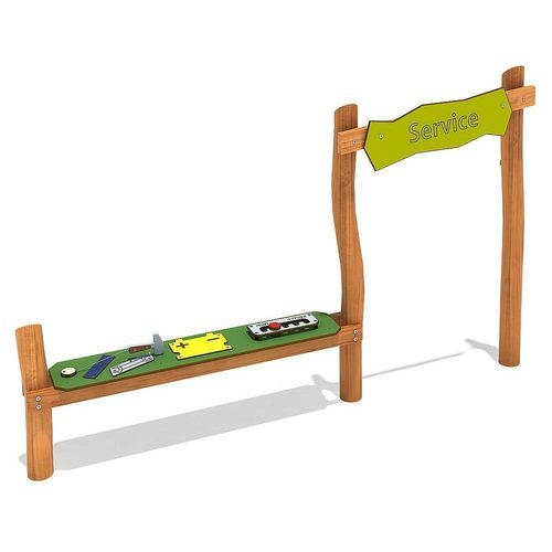 Struttura ludica per parco giochi - COUNTER SERVICE STATION - eibe Produktion + Vertrieb GmbH & Co KG - in acciaio inossidabile / in robinia / in laminato ad alta pressione