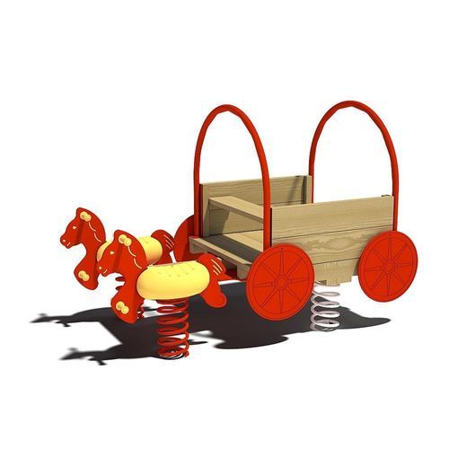 Gioco a molla in HPL - COVERED WAGON  - eibe Produktion + Vertrieb GmbH & Co KG - animale / trasporto / 2 posti