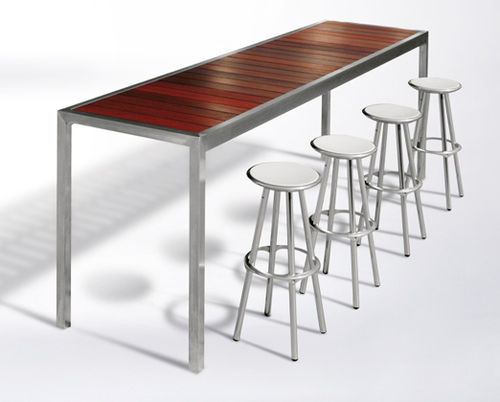 Tavolo alto contemporaneo - ALFRESCO - botton & gardiner urban furniture - in legno / in acciaio inossidabile / rettangolare