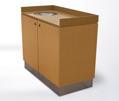 Portarifiuti pubblico - BTRC.1.LM.LM.SO - botton & gardiner urban furniture - in acciaio inossidabile / in legno / con ruote