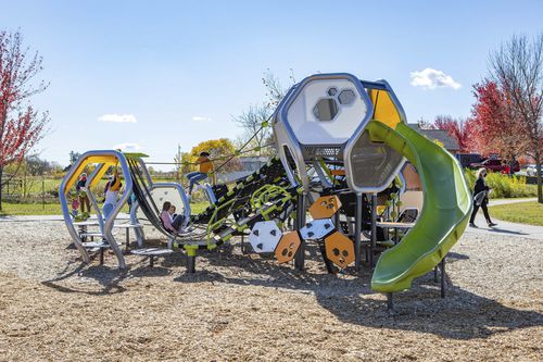 Struttura ludica per parco giochi - Hedra® EN - Design 6289 - LANDSCAPE STRUCTURES - impiallacciata in legno / in alluminio / in acciaio galvanizzato