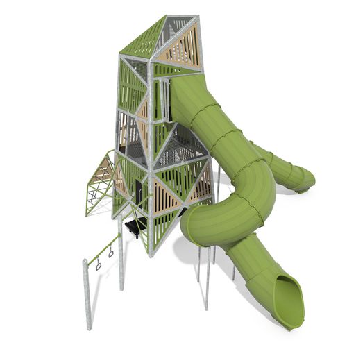 Struttura ludica per parco giochi - Alpha® Tower EN - Design 6610 - LANDSCAPE STRUCTURES - in acciaio con rivestimento a polvere / in polietilene / in plastica riciclata