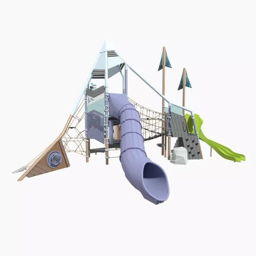 Struttura ludica per parco giochi - Summit&trade; EN - Design 7189 - LANDSCAPE STRUCTURES - in acciaio con rivestimento a polvere / in polietilene / in plastica riciclata