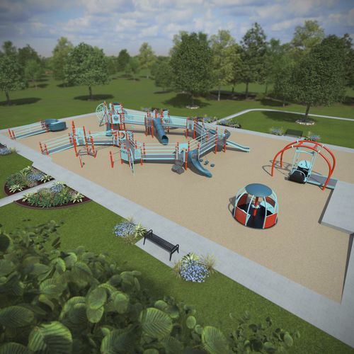 Struttura ludica per parco giochi - We-Go-Inclusive Playground - Design 6480 - LANDSCAPE STRUCTURES - in acciaio inossidabile / in acciaio con rivestimento a polvere / in polietilene