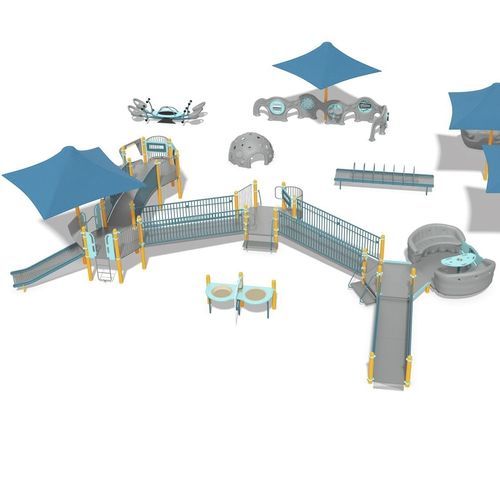 Struttura ludica per parco giochi - Fletcher Miller School - Desgn 7072 - LANDSCAPE STRUCTURES - in acciaio inossidabile / in acciaio con rivestimento a polvere / in polietilene