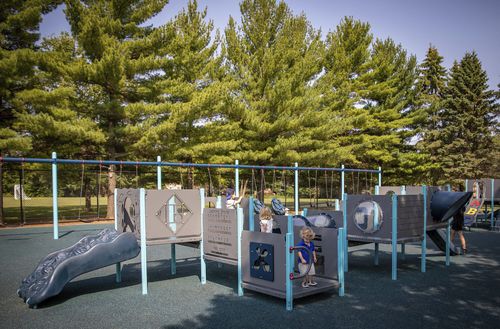 Struttura ludica per parco giochi - Northfield Promise  Playground - Design 6859 - LANDSCAPE STRUCTURES - in acciaio inossidabile / in acciaio con rivestimento a polvere / in polietilene