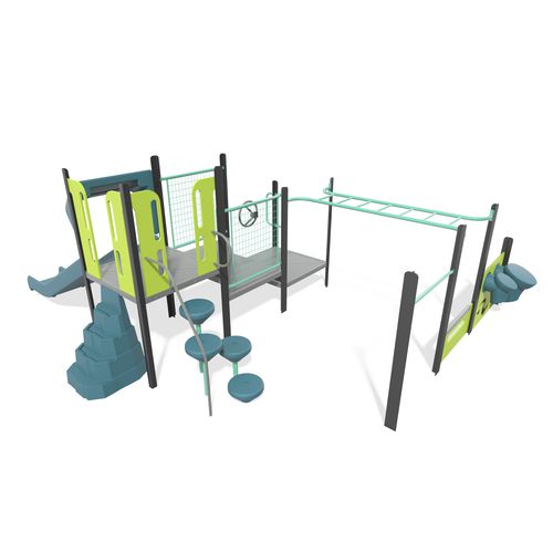 Struttura ludica per parco giochi - PlaySense - Design 60 - LANDSCAPE STRUCTURES - in acciaio con rivestimento a polvere / in polietilene / modulare