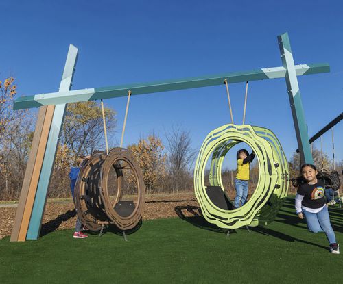 Struttura ludica per parco giochi - Fox Den™ - LANDSCAPE STRUCTURES - in acciaio con rivestimento a polvere / in acciaio galvanizzato / in plastica riciclata