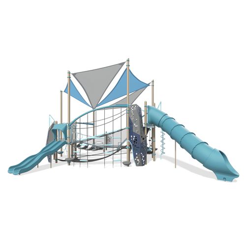 Struttura ludica per parco giochi - Volo™ w/Shade EN Design 8341  - LANDSCAPE STRUCTURES - in acciaio con rivestimento a polvere / in polietilene / modulare